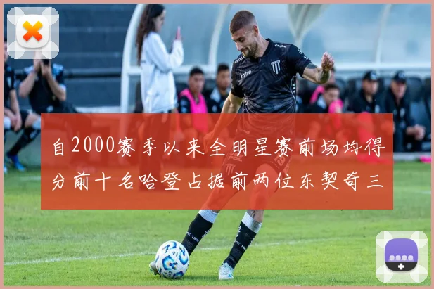 自2000赛季以来全明星赛前场均得分前十名哈登占据前两位东契奇三次上榜